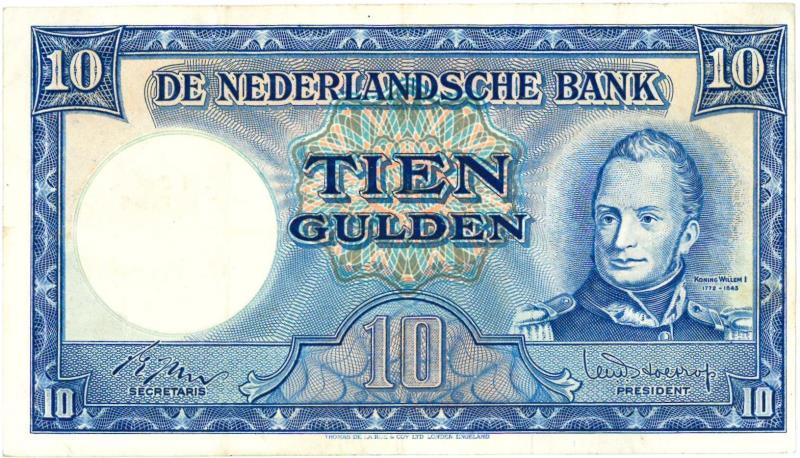 Nederland. 10 gulden. Bankbiljet. Type 1949. Willem I Molen - Zeer Fraai.