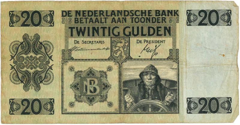 Nederland. 20 gulden. Bankbiljet. Type 1926. Stuurman - Zeer Fraai -.