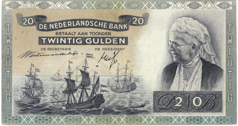 Nederland. 20 gulden. Bankbiljet. Type 1941. Emma - Zeer Fraai +.