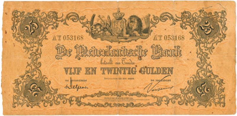 Nederland. 25 gulden. Bankbiljet. Type 1860. Geeltje - Zeer Fraai -.
