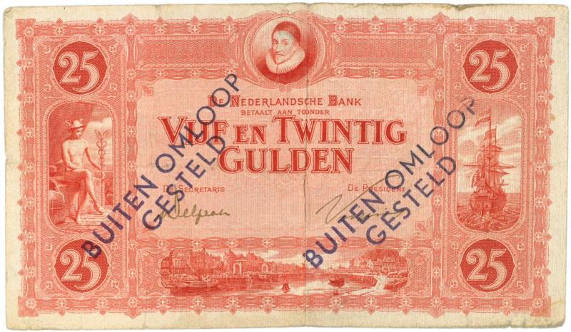 Nederland. 25 gulden. Bankbiljet. Type 1921. Willem van Oranje - Zeer Fraai -.