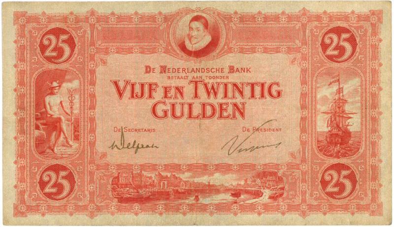 Nederland. 25 gulden. Bankbiljet. Type 1921. Willem van Oranje - Zeer Fraai +.
