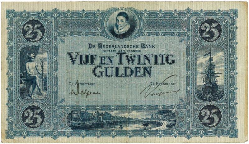 Nederland. 25 gulden. Bankbiljet. Type 1927. Willem van Oranje - Fraai / Zeer Fraai.