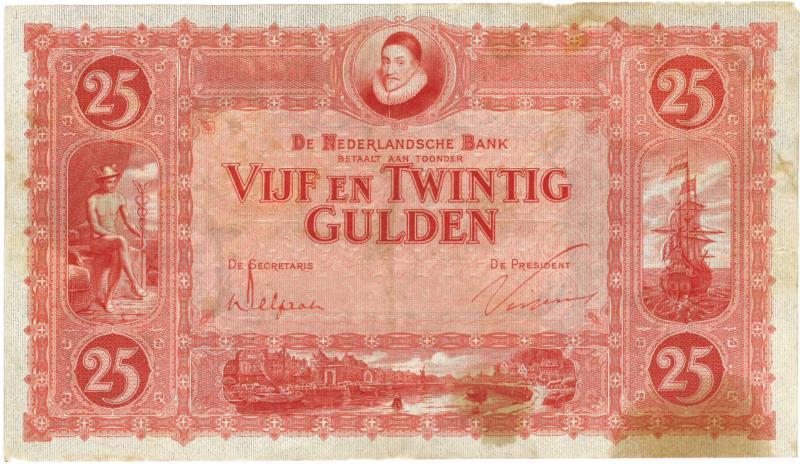 Nederland. 25 gulden. Bankbiljet. Type 1929. Willem van Oranje - Zeer Fraai.