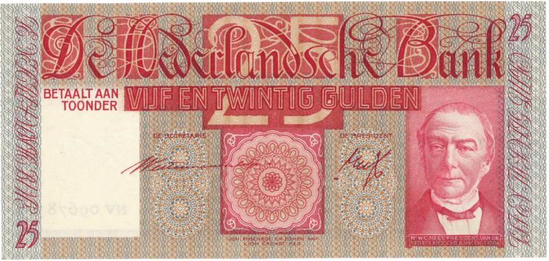 Nederland. 25 gulden. Bankbiljet. Type 1931. Mees - Prachtig +.