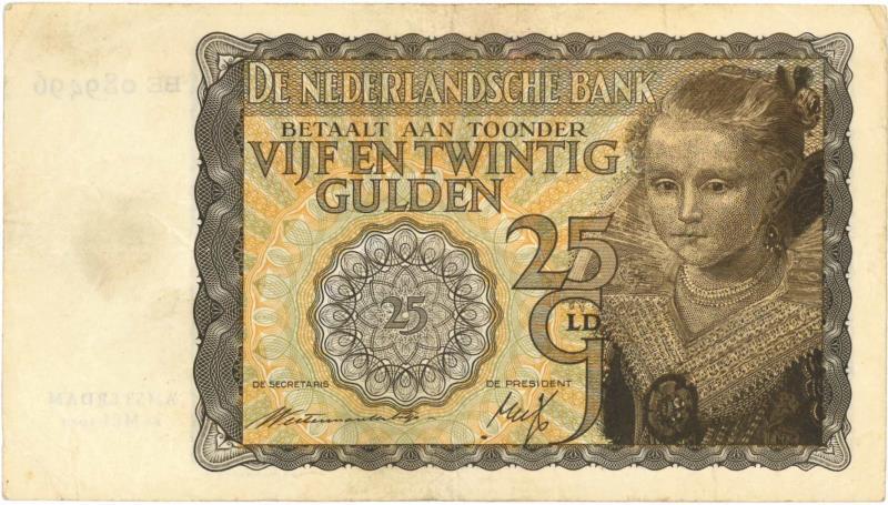 Nederland. 25 gulden. Bankbiljet. Type 1940. Prinsesje - Zeer Fraai.