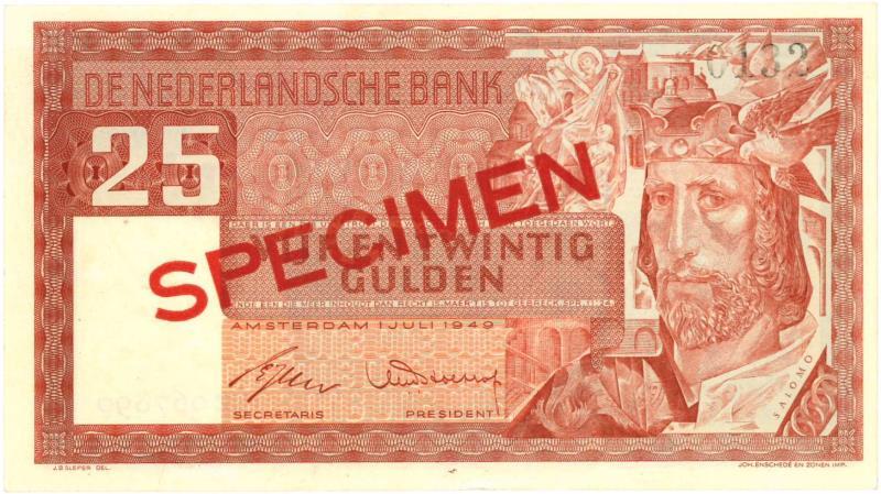 Nederland. 25 gulden. Bankbiljet. Type 1949. Salomo - Nagenoeg UNC.
