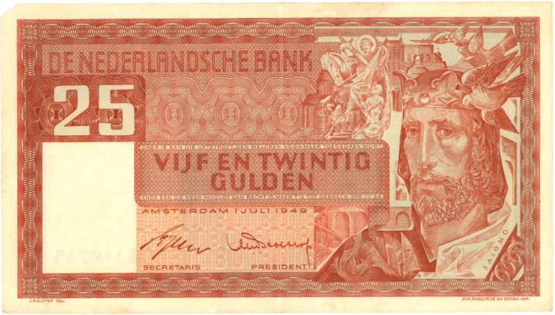 Nederland. 25 gulden. Bankbiljet. Type 1949. Salomo - Zeer Fraai / Prachtig.