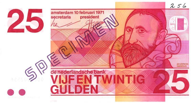 Nederland. 25 gulden. Bankbiljet. Type 1971. Sweelinck - Prachtig +.