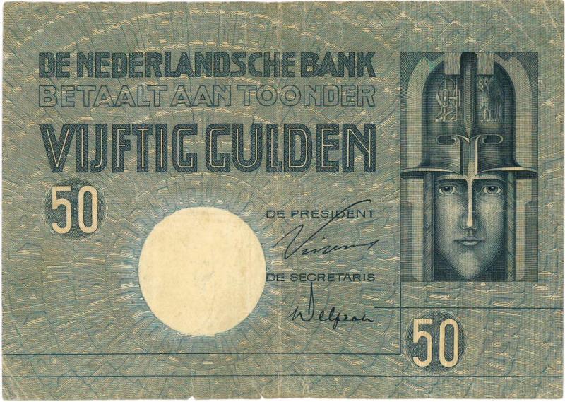 Nederland. 50 gulden. Bankbiljet. Type 1929. Minerva - Zeer Fraai.