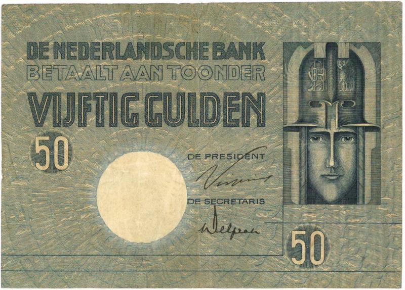Nederland. 50 gulden. Bankbiljet. Type 1929. Minerva - Zeer Fraai.