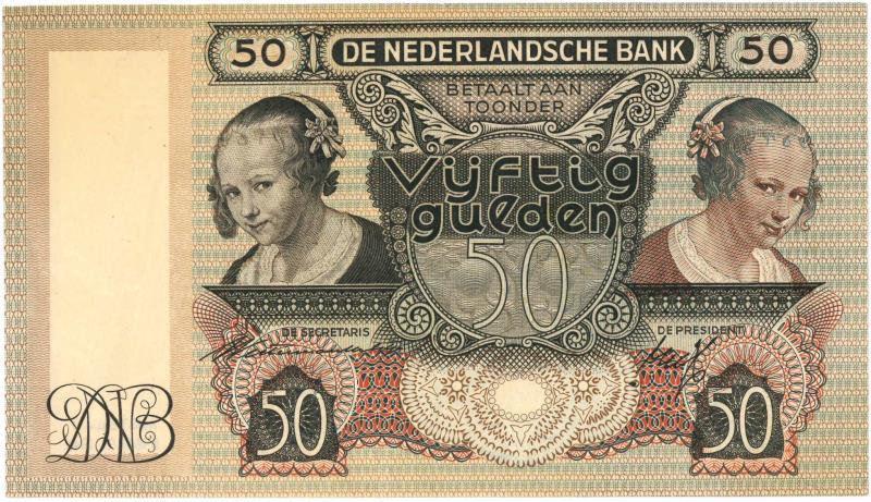 Nederland. 50 gulden. Bankbiljet. Type 1941. Oestereetster - Zeer Fraai +.