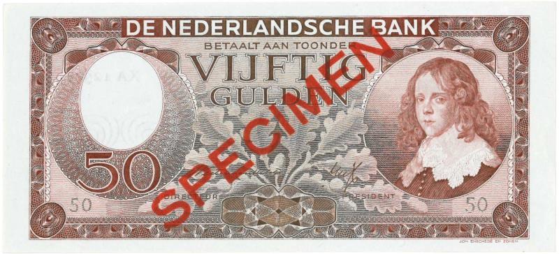 Nederland. 50 gulden. Bankbiljet. Type 1945. Stadhouder Willem II - UNC.