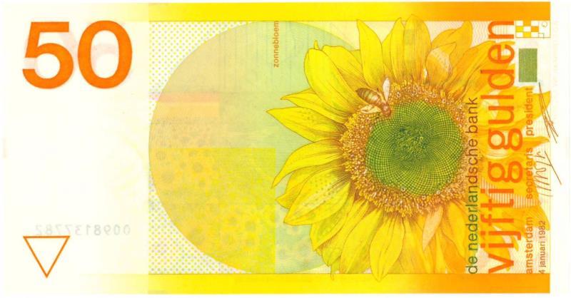 Nederland. 50 gulden. Bankbiljet. Type 1982. Zonnebloem - Nagenoeg UNC.