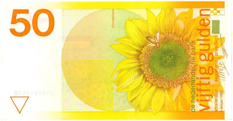 Nederland. 50 gulden. Bankbiljet. Type 1982. Zonnebloem - Nagenoeg UNC.