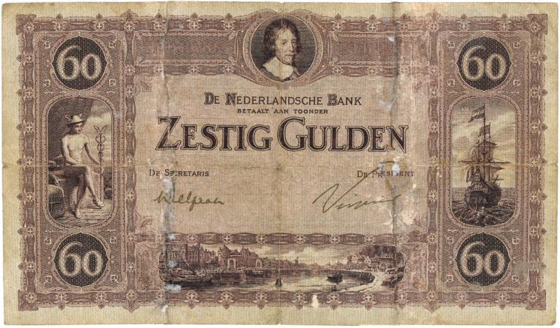 Nederland. 60 gulden. Bankbiljet. Type 1921. Frederik Hendrik - Fraai -.