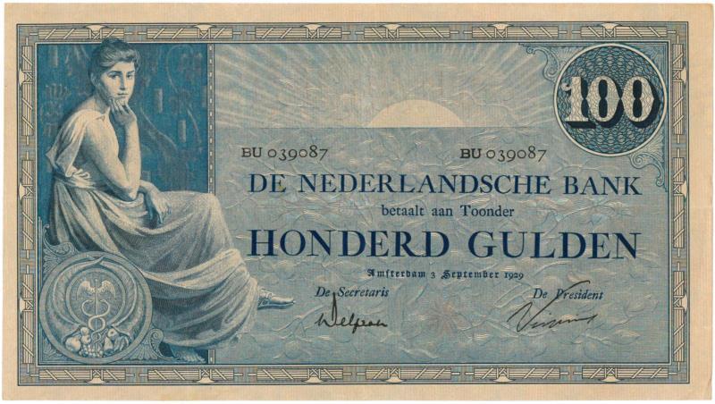 Nederland. 100 gulden. Bankbiljet. Type 1921. Grietje Seel - Zeer Fraai +.