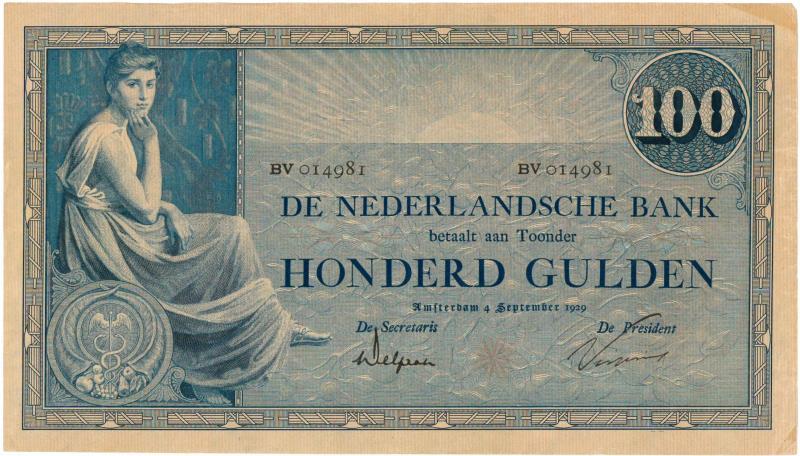 Nederland. 100 gulden. Bankbiljet. Type 1921. Grietje Seel - Zeer Fraai.