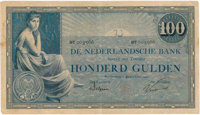 Nederland. 100 gulden. Bankbiljet. Type 1921. Grietje Seel - Zeer Fraai -.