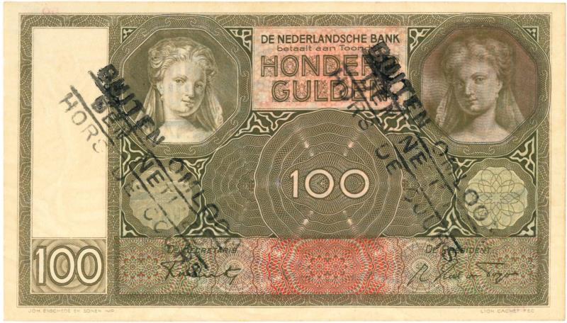 Nederland. 100 gulden. Bankbiljet. Type 1930. Luitspelende vrouw - Prachtig.