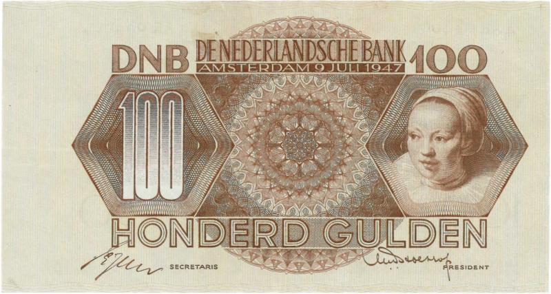 Nederland. 100 gulden. Bankbiljet. Type 1947. Meisjesportret - Zeer Fraai.