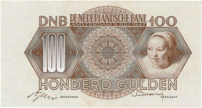 Nederland. 100 gulden. Bankbiljet. Type 1947. Meisjesportret - Prachtig.