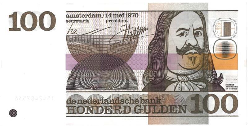 Nederland. 100 gulden. Bankbiljet. Type 1970. De Ruyter - Nagenoeg UNC.