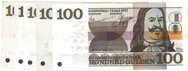 Nederland. 100 gulden. Bankbiljet. Type 1970. De Ruyter - Zeer Fraai.