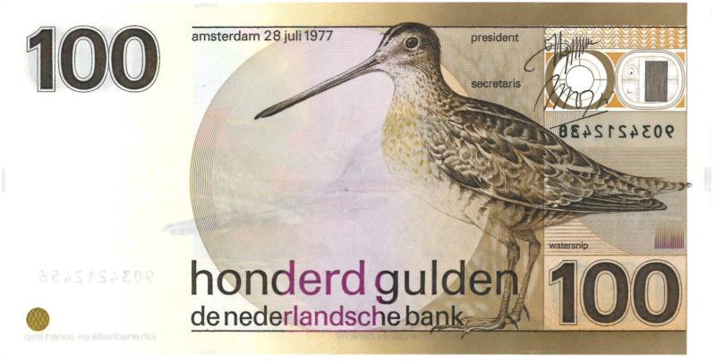 Nederland. 100 gulden. Bankbiljet/misdruk. Type 1977. Snip - Nagenoeg UNC.