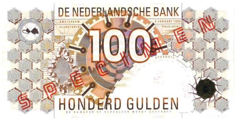 Nederland. 100 gulden. Bankbiljet. Type 1992. Steenuil - Nagenoeg UNC.