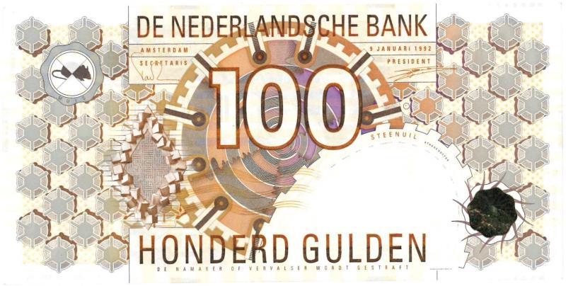 Nederland. 100 gulden. Bankbiljet. Type 1992. Steenuil - Prachtig.