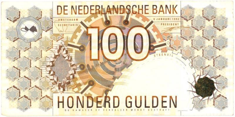 Nederland. 100 gulden. Bankbiljet. Type 1992. Steenuil - Zeer Fraai +.