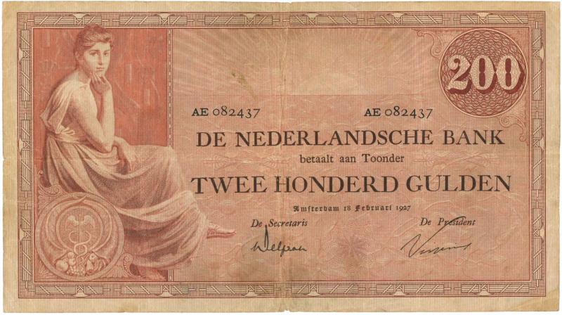 Nederland. 200 gulden. Bankbiljet. Type 1921. Grietje Seel - Zeer Fraai -.