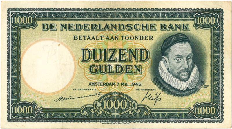 Nederland. 1000 gulden. Bankbiljet. Type 1945. Willem de Zwijger - Zeer Fraai +.