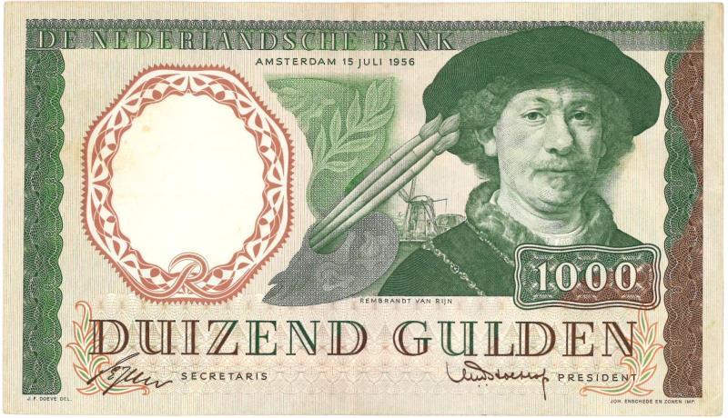Nederland. 1000 gulden. Bankbiljet. Type 1956. Rembrandt - Zeer Fraai.
