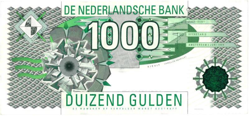 Nederland. 1000 gulden. Bankbiljet. Type 1992. Kievit - Prachtig +.