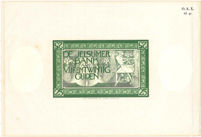 Nederland. Rariteit. Proefdruk. Type div. Jelsumerbank. - UNC.