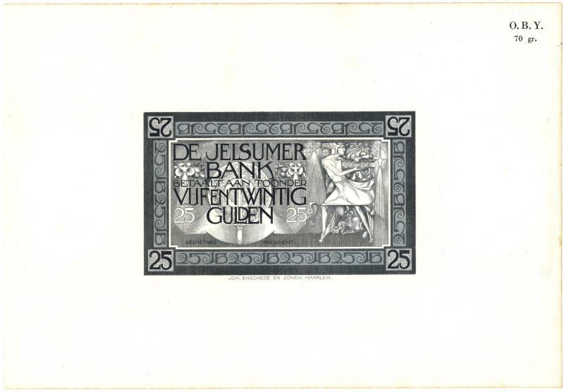 Nederland. Rariteit. Proefdruk. Type div. Jelsumerbank. - UNC.
