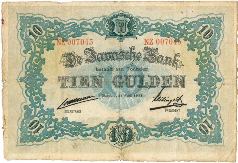 Nederlands-Indië. 10 gulden. Bankbiljet. Type 1897. - Zeer Fraai -.