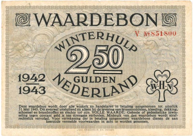 Noodgeld 2de W.O. 2½ gulden. Rotterdam. Type 1942/43. - Zeer Fraai +.
