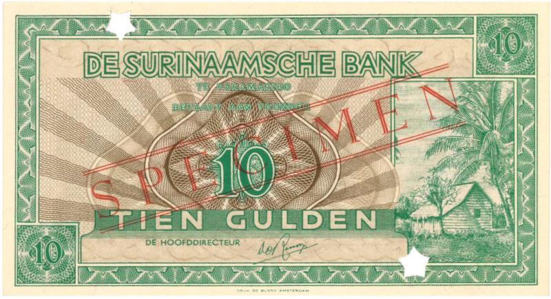 Suriname. 10 gulden. Bankbiljet. Type 1951. - UNC.
