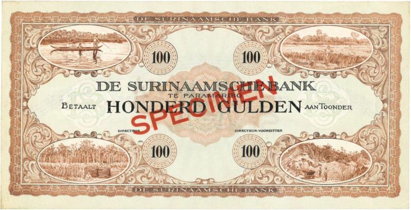 Suriname. 100 gulden. Bankbiljet. Type 1925. - UNC.