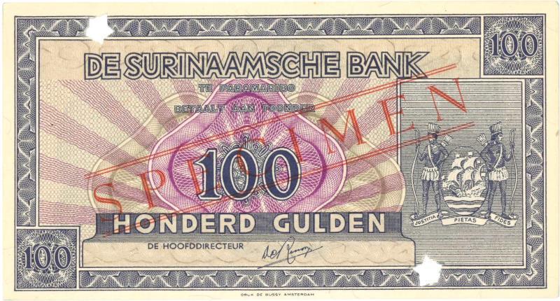 Suriname. 100 gulden. Bankbiljet. Type 1951. - UNC.