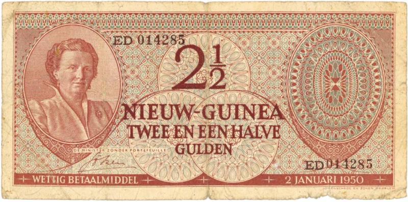 Nieuw-Guinea. 2½ gulden. Bankbiljet. Type 1950. - Fraai -.