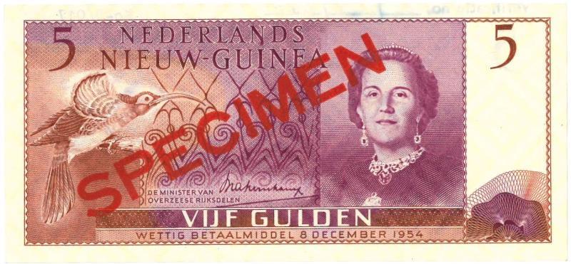 Nieuw-Guinea. 5 gulden. Bankbiljet. Type 1954. - UNC.