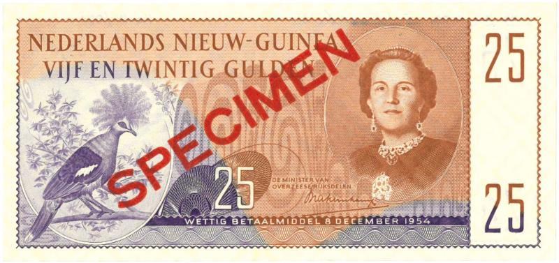 Nieuw-Guinea. 25 gulden. Bankbiljet. Type 1954. - UNC.