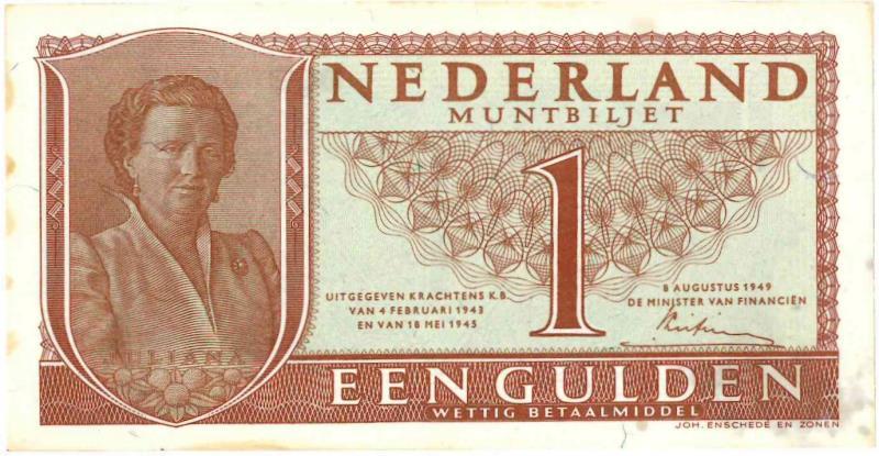 Nederland. 1 gulden. Muntbiljet. Type 1949. - UNC.