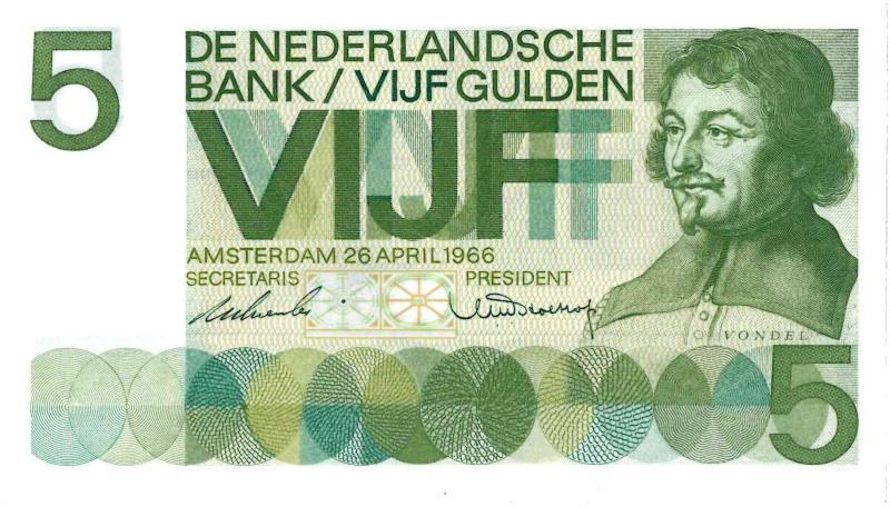 Nederland. 5 gulden. Bankbiljet. Type 1966. Vondel - UNC.