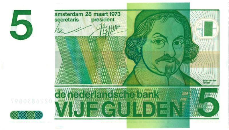 Nederland. 5 gulden. Bankbiljet. Type 1973. Vondel - UNC.