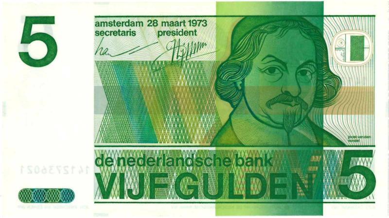 Nederland. 5 gulden. Bankbiljet. Type 1973. Vondel - Nagenoeg UNC.